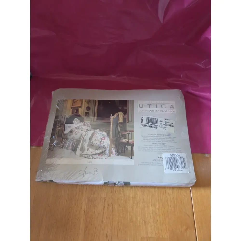 Vtg Utica 200 Cale Cotton Fitted Twin Sheet Floral Pattern